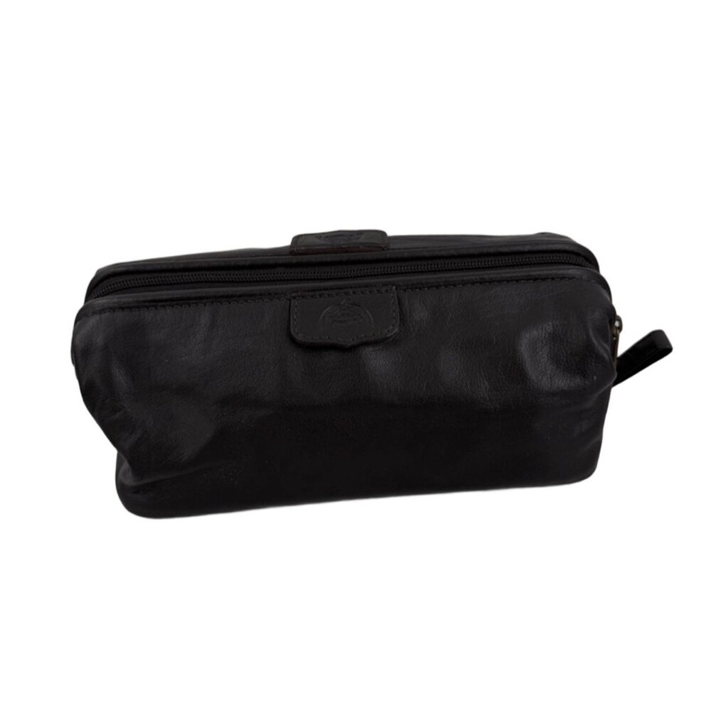 Vintage Genuine Dopp Travel Kit Bag Sienna Cowhide Men Brown Leather